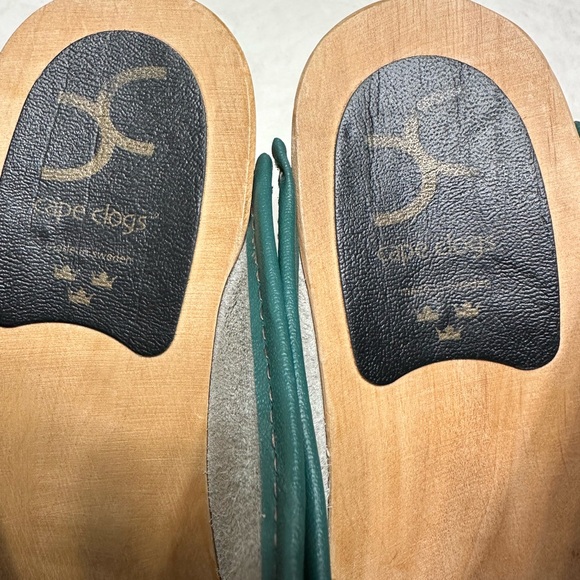 Green Leather Clogs, Cape Clogs, like new, 39 - Picture 2 of 8